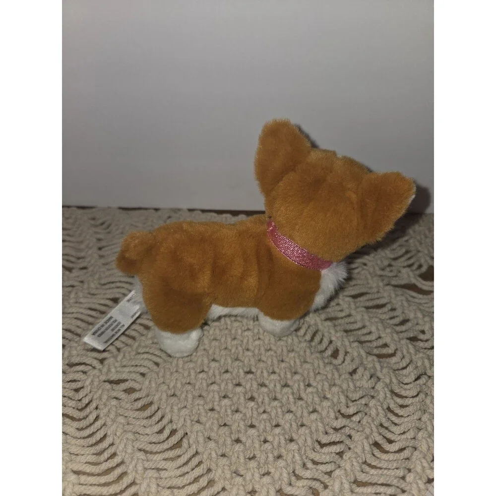 American Girl Mini Corgi Dog Plush Brown/White Pink Washable HRR32